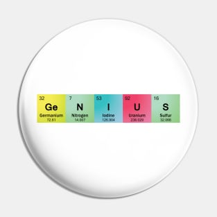 Genius Spelled with Element Symbols Pin