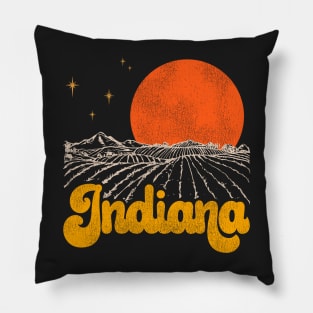 Vintage State of Indiana Mid Century Distressed Aesthetic Pillow