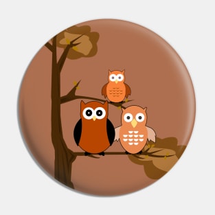 Orange Owls Pin