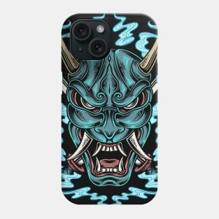 Blue Japanese demon hannya oni mask Phone Case