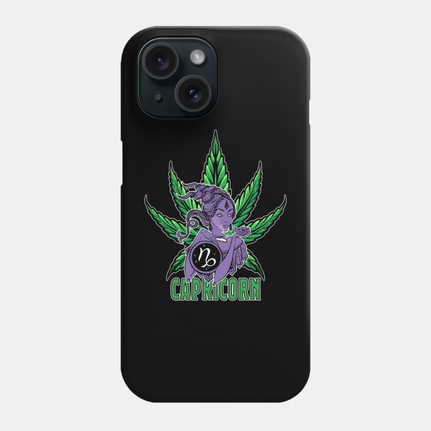 Capricorn Weed Shirt, Zodiac Cannabis, Capricorn Marijuana Shirt, Capricorn Gift, Capricorn Zodiac tee, Capricorn tee, zodiac birthday gift Active Phone Case by Moon Phase Design