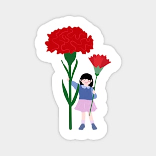 Girl with carnations II Magnet