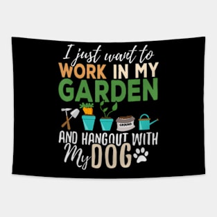 Gardening Dog Lover Gardener Garden Pet Plants Tapestry