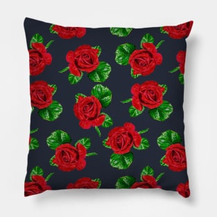 Cute Red Beautiful Rose Flower Plant Nature Floral Love Pattern Gift Pillow