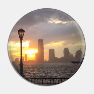 Battery Park Sunset Skyline Manhattan NYC Pin