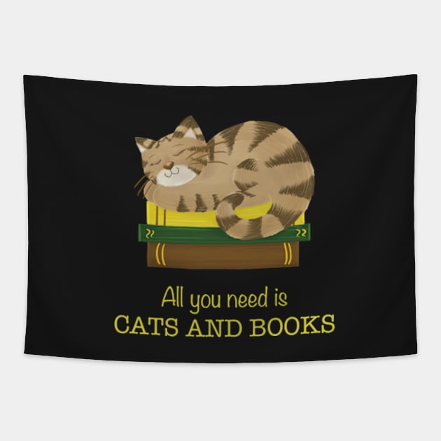 All you need is cats and books Tapestry by AbbyCatAtelier