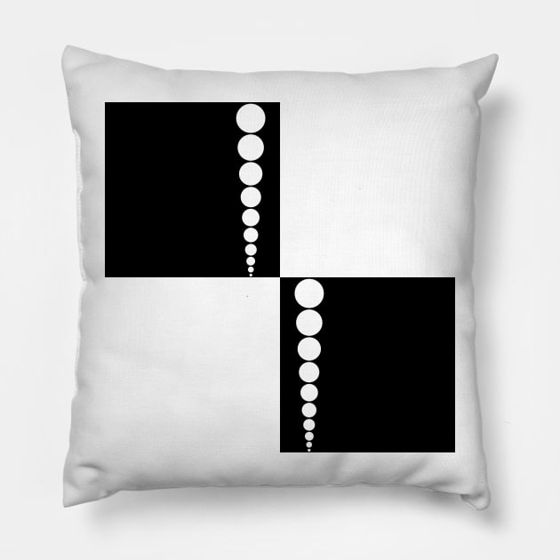 60's Retro Mod Squares and Dots in Black and White Pillow by MellowCat