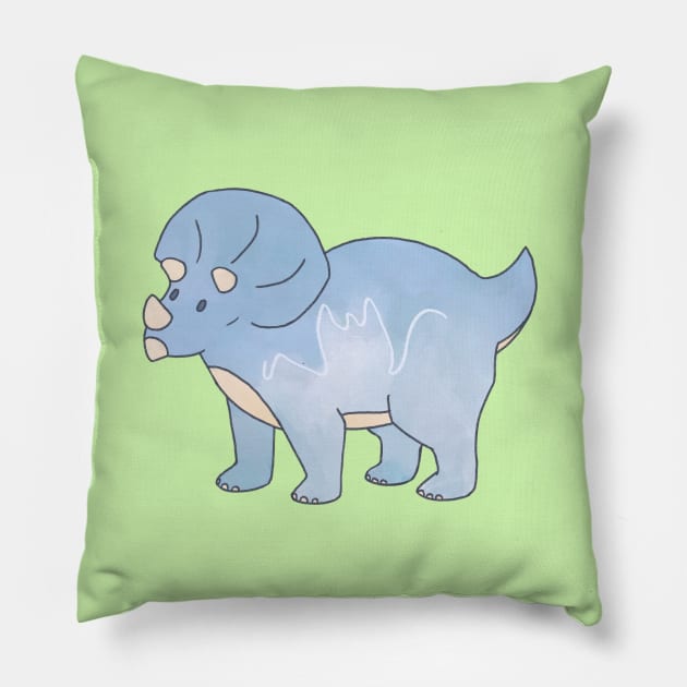 Blue Triceratops Pillow by ManonDeLArt