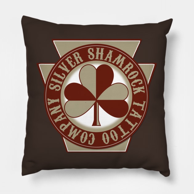 Silver Shamrock Tattoo Company Fall Keystone Logo Pillow by Silver Shamrock Tattoo Company