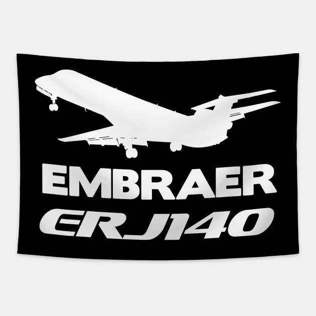 Embraer ERJ140 Silhouette Print (White) Tapestry by TheArtofFlying