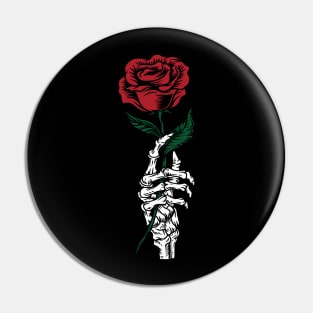 Beautiful Rose in Skeleton Hand - Bone Pin