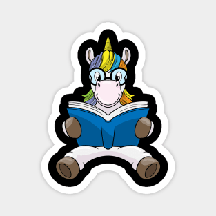 Unicorn as Nerd with Glasses & Book Magnet