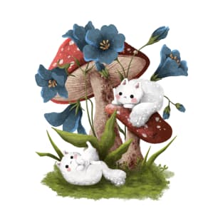 Cats, mushrooms and flowers T-Shirt