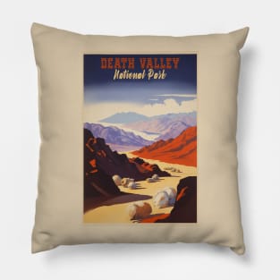 Death Valley National Park Vintage Travel  Poster Pillow