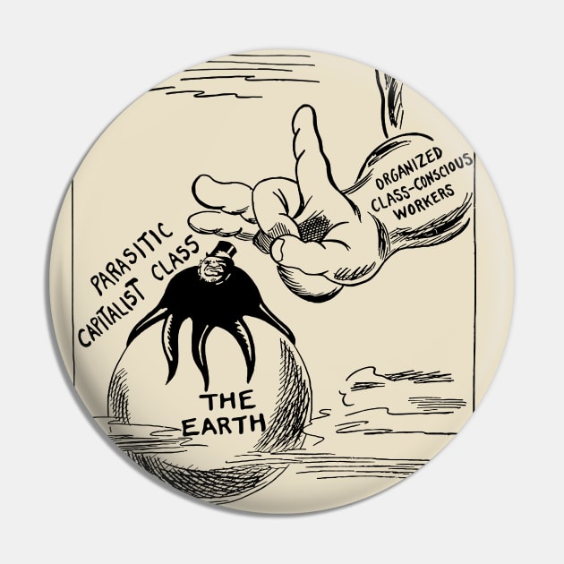 Get Rid Of The Parasite - Historical, Socialist, Anti-Capitalist Pin by SpaceDogLaika