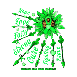 Traumatic Brain Injury Awareness Awareness - Sunflower leopard faith love fight T-Shirt