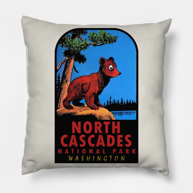 North Cascades National Park Vintage Pillow by Hilda74