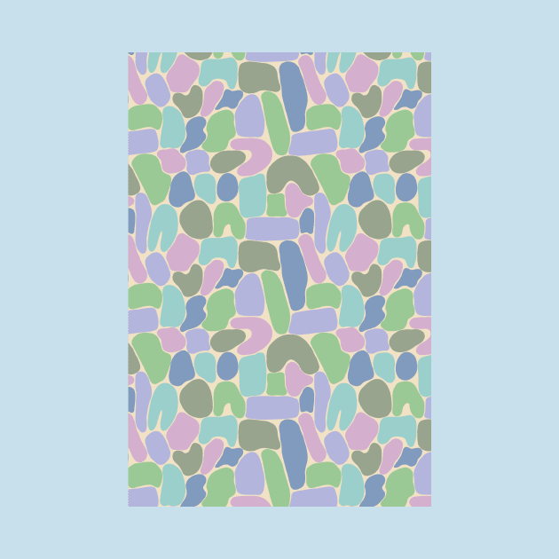 Colorful abstract shapes pattern in cool tones by Natalisa