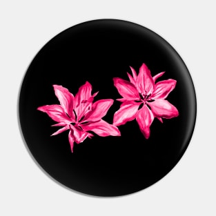 Pink Painted Watercolor Lilies Floral Pin