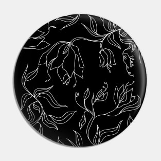 Black Floral Art Pin