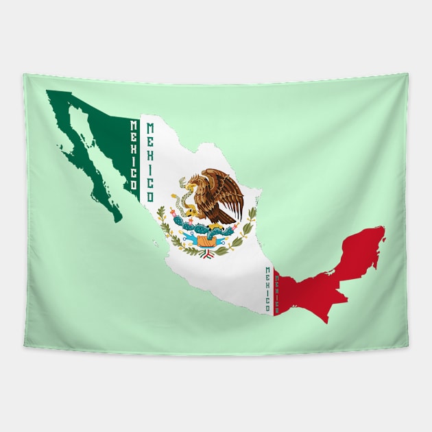 Mexico flag & map Tapestry by Travellers