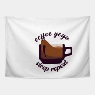 Coffee Yoga Sleep Repeat Tapestry