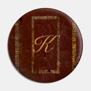 Distressed Leather Book Cover Design Initial K Pin