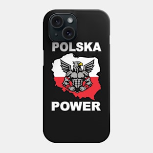 Polska Power, cool Poland design with white eagle Phone Case