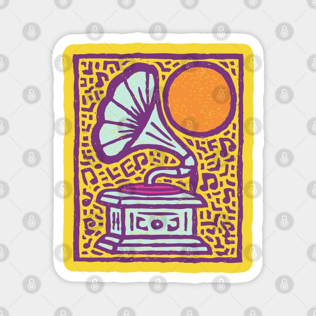 Retro Gramophone Pop Art | Start Listening Purple Magnet by TuncGK