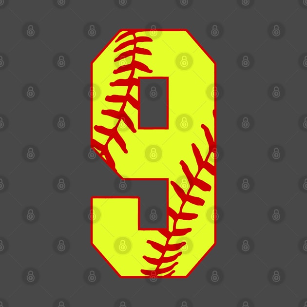 Fastpitch Softball Number 9 #9 Softball Shirt Jersey Uniform Favorite Player Biggest Fan by TeeCreations