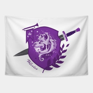 Warrior crest with sword - purple Tapestry