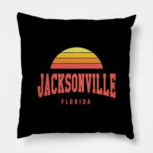 Jacksonville, Florida - FL Retro Sunrise/Sunset Pillow