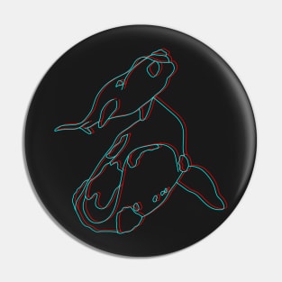 Glitchy Southern Right Whales - Mom and Calf Pin