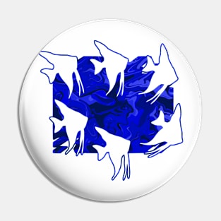 Currents Liquid Abstract Blue Angelfish Silhouette Pin