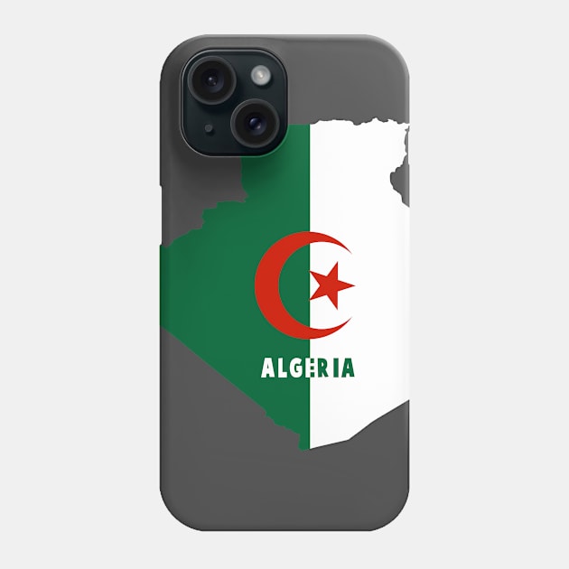 Algeria map with the image of the national flag Phone Case by Mashmosh