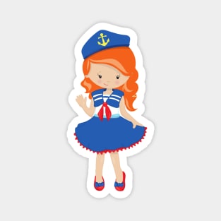 Boat Captain, Skipper, Orange Hair, Cute Girl Magnet