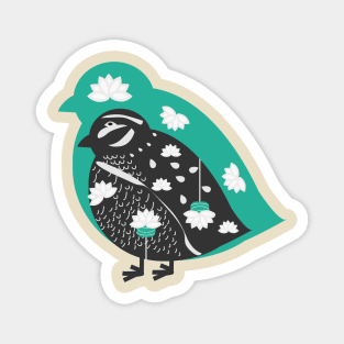 Floral quail Magnet