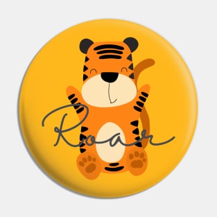 Cute Tiger Roar Design Pin