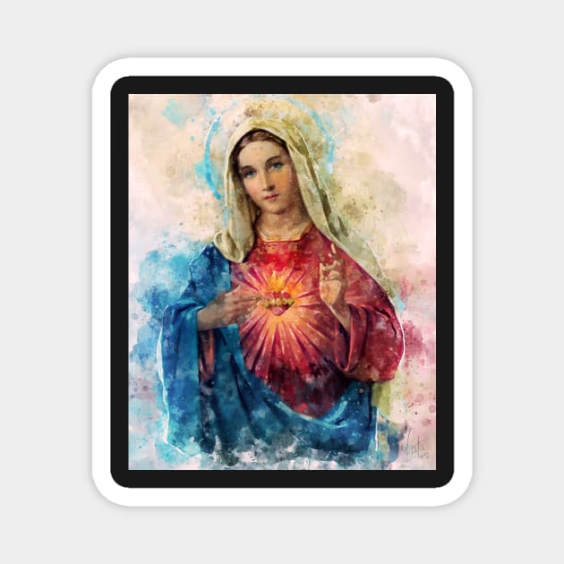 Immaculate Heart of Mary Watercolor Beautiful | Nice Religious gift Magnet by pavelrmata