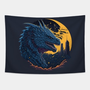 Godzilla King of the Monsters at Night Time Tapestry