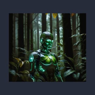 Green cyborg in forest T-Shirt