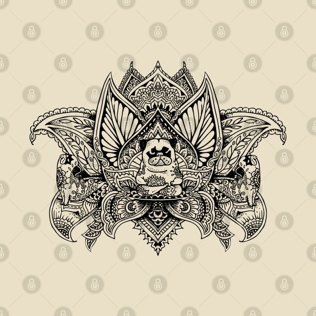 Lotus Mandala Pug by huebucket