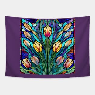 Stained Glass Tulips Tapestry