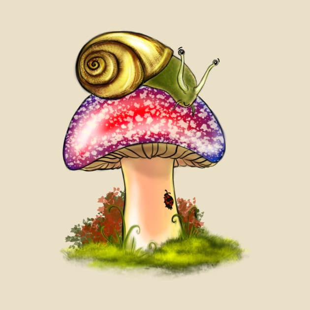 Snail chillin on a Mushroom. by theerraticmind