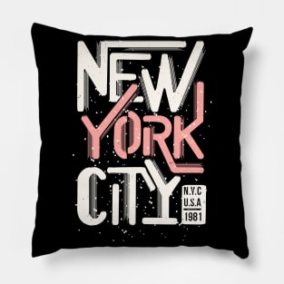 New York City Vintage Typography Pillow