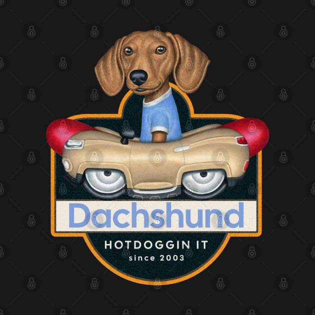 Dachshund HotDoggin It by Danny Gordon Art