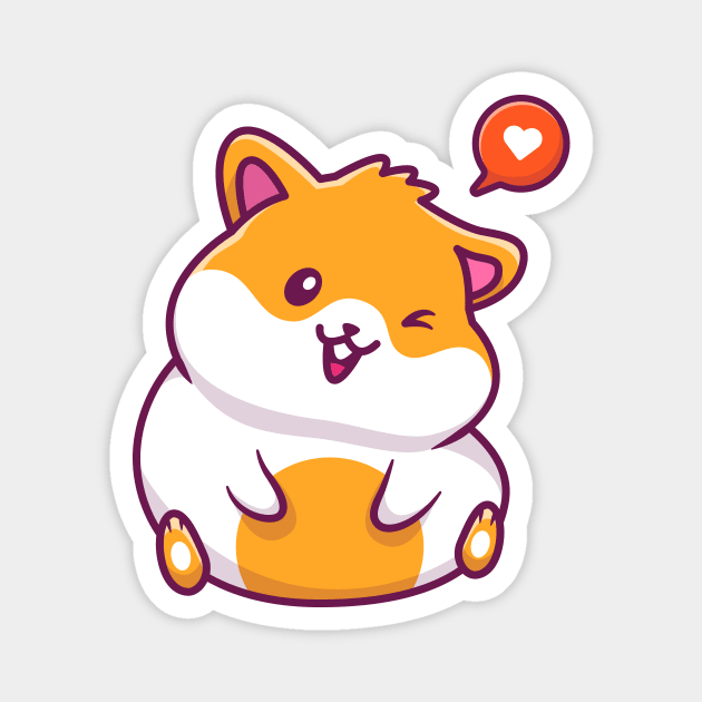 Cute Hamster Sitting With Speech Bubble Love Cartoon Magnet by Catalyst Labs