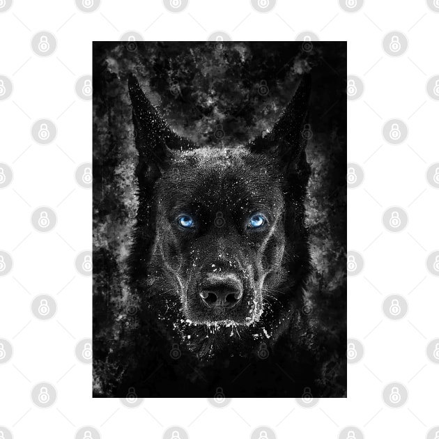 Black Wolf with blue eyes vector by syanart