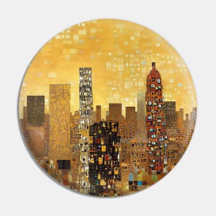 New york city painting Klimt style,cityscape painting with gold colors Pin