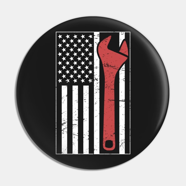 American Flag & Wrench Pin by MeatMan